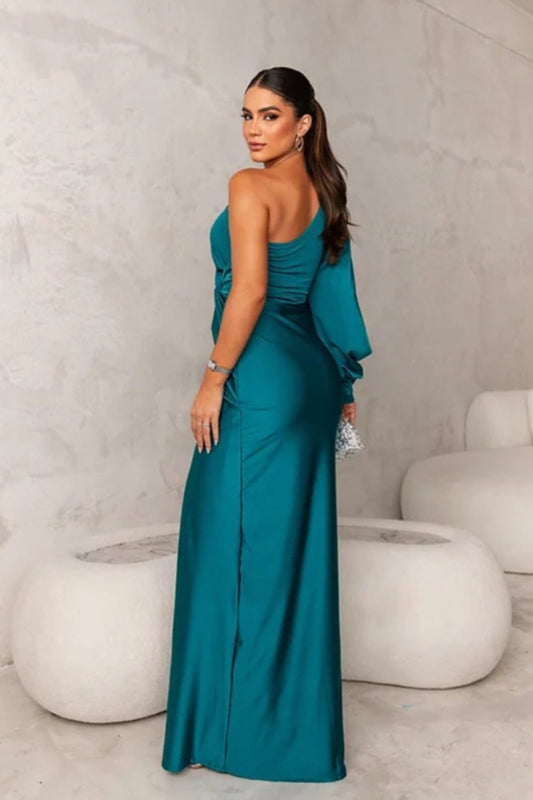 Leonora | One-Sleeve Satin Dress