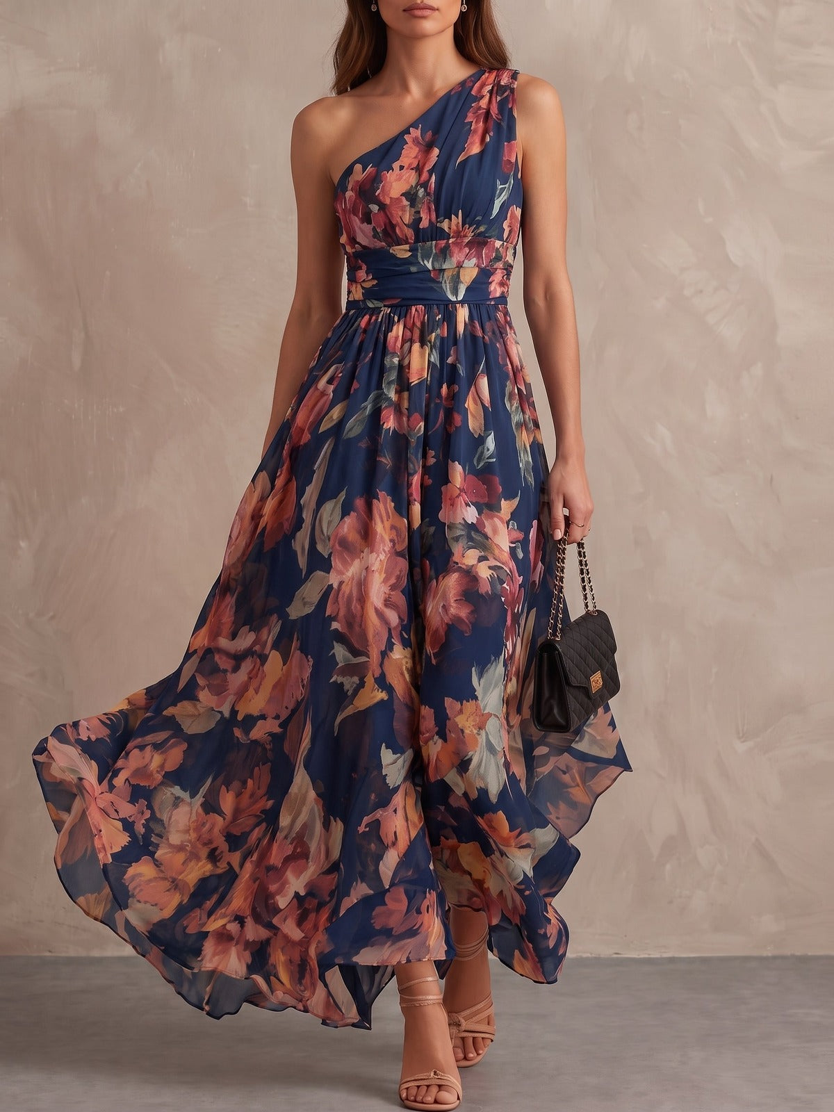 Celeste – One-Shoulder Floral Maxi Dress