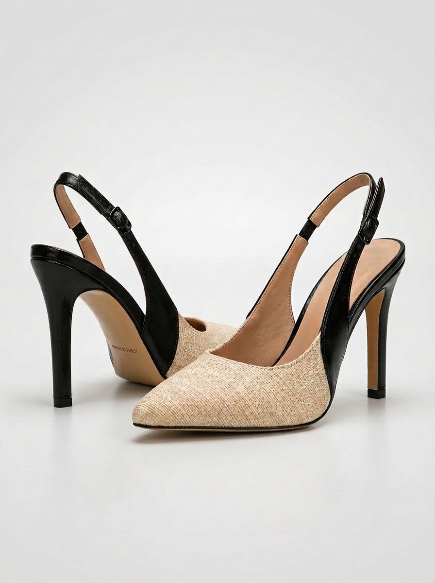 Amélie | Contrast Slingback Heels – Black