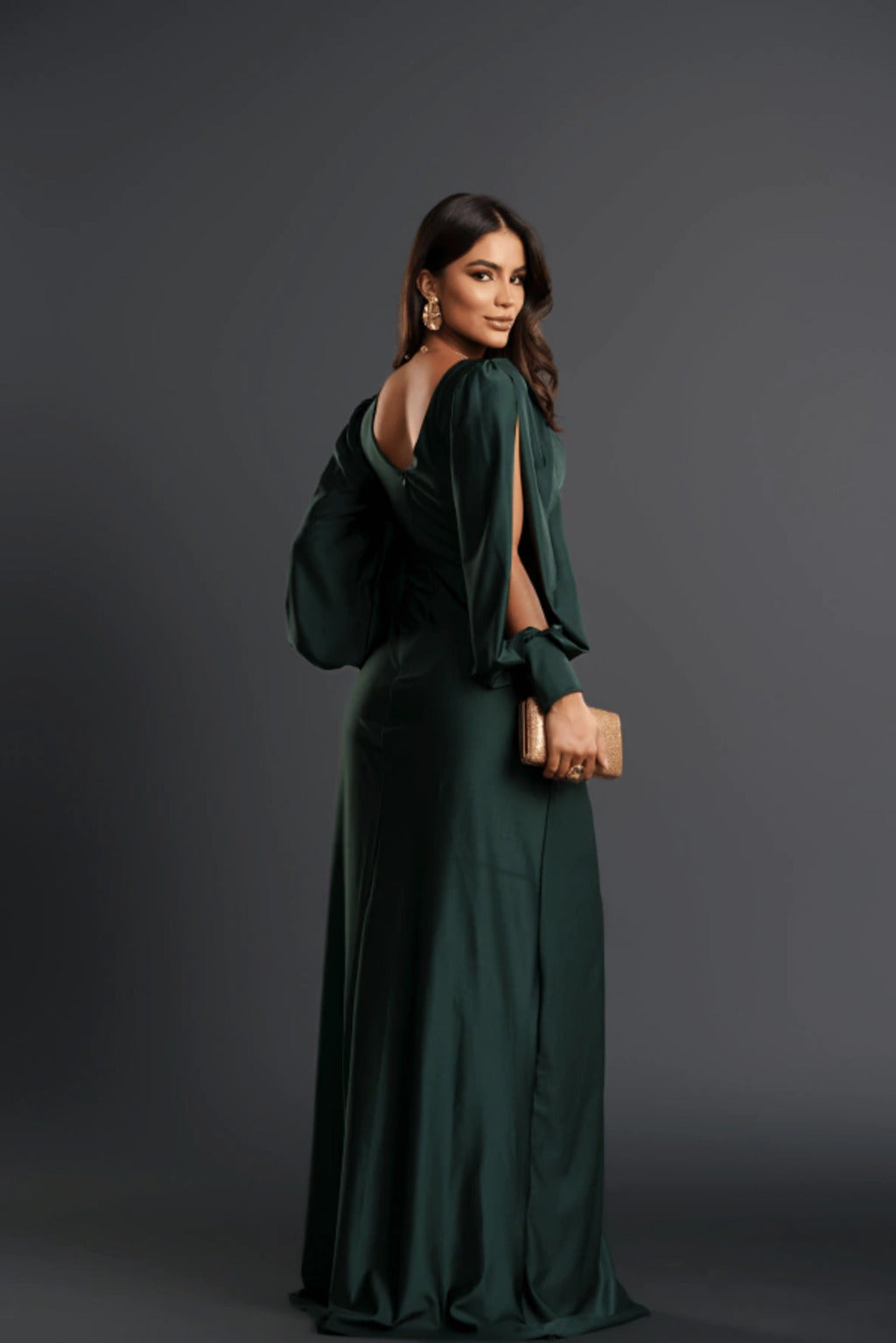 Nicoletta | Open-Sleeve Satin Dress