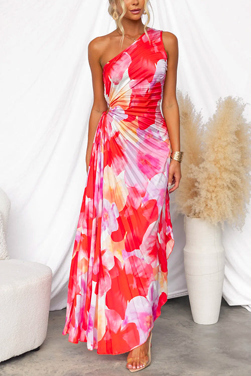 Yanira – Pleated One-Shoulder Dress