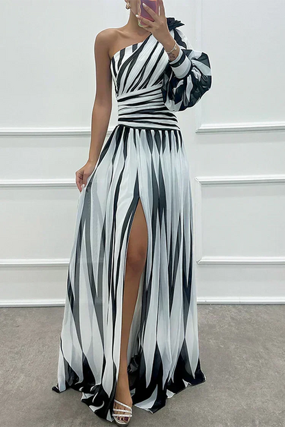 Delphine – One-Shoulder Striped Maxi Dress