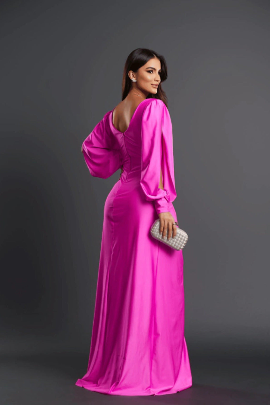 Nicoletta | Open-Sleeve Satin Dress