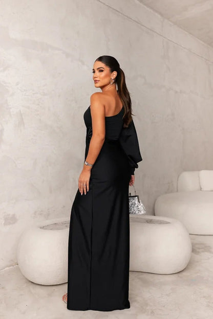 Leonora | One-Sleeve Satin Dress