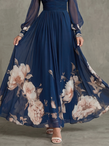 Seraphine – Pleated Sheer Sleeve Maxi Dress
