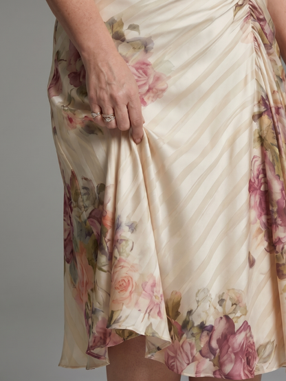 Matilda – Flutter Sleeve Floral Stripe Wrap Midi Dress