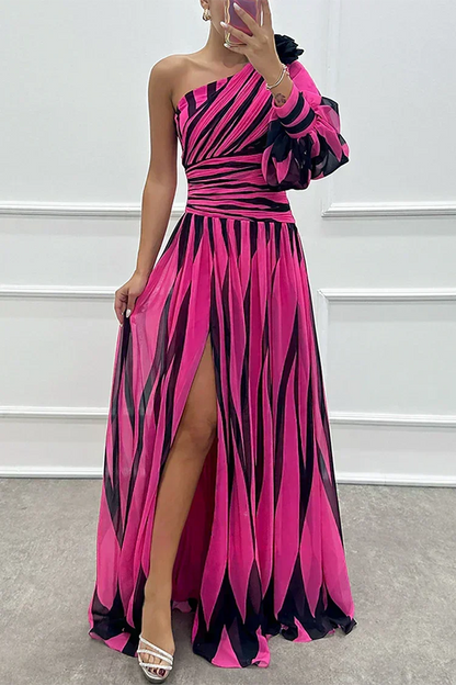Delphine – One-Shoulder Striped Maxi Dress