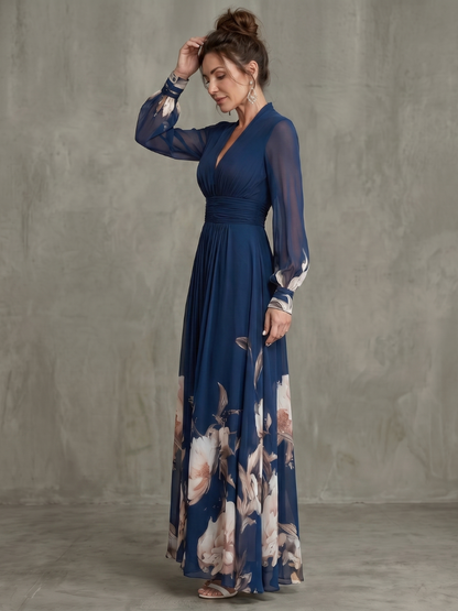 Seraphine – Pleated Sheer Sleeve Maxi Dress
