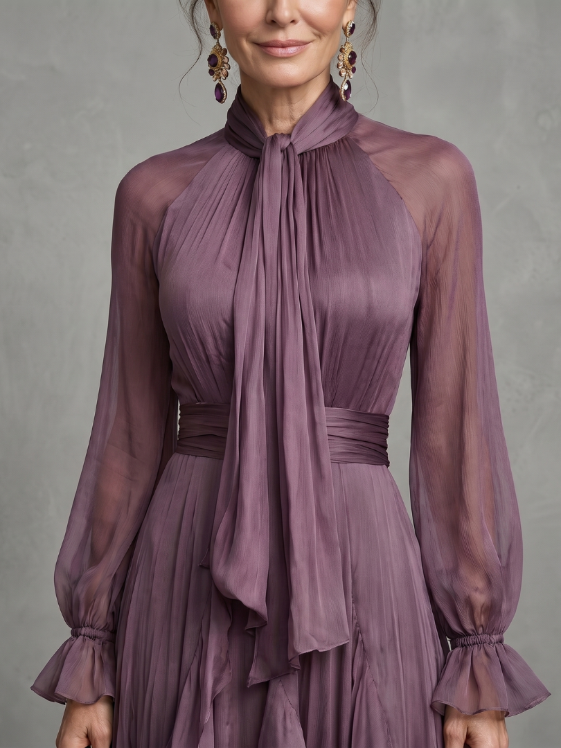 Rosalind – Tie Neck Tiered Ruffle Maxi Dress