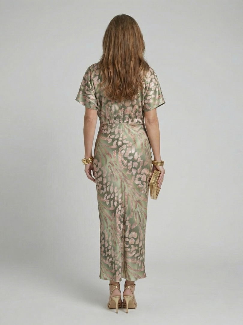 Lucinda – Abstract Print Twist Waist Midi Dress