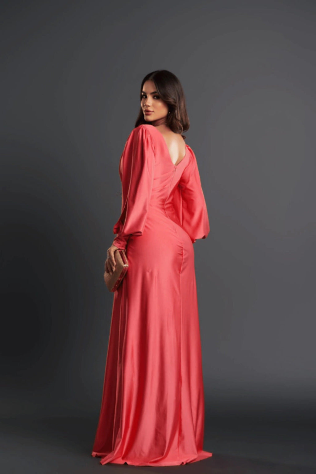 Nicoletta | Open-Sleeve Satin Dress