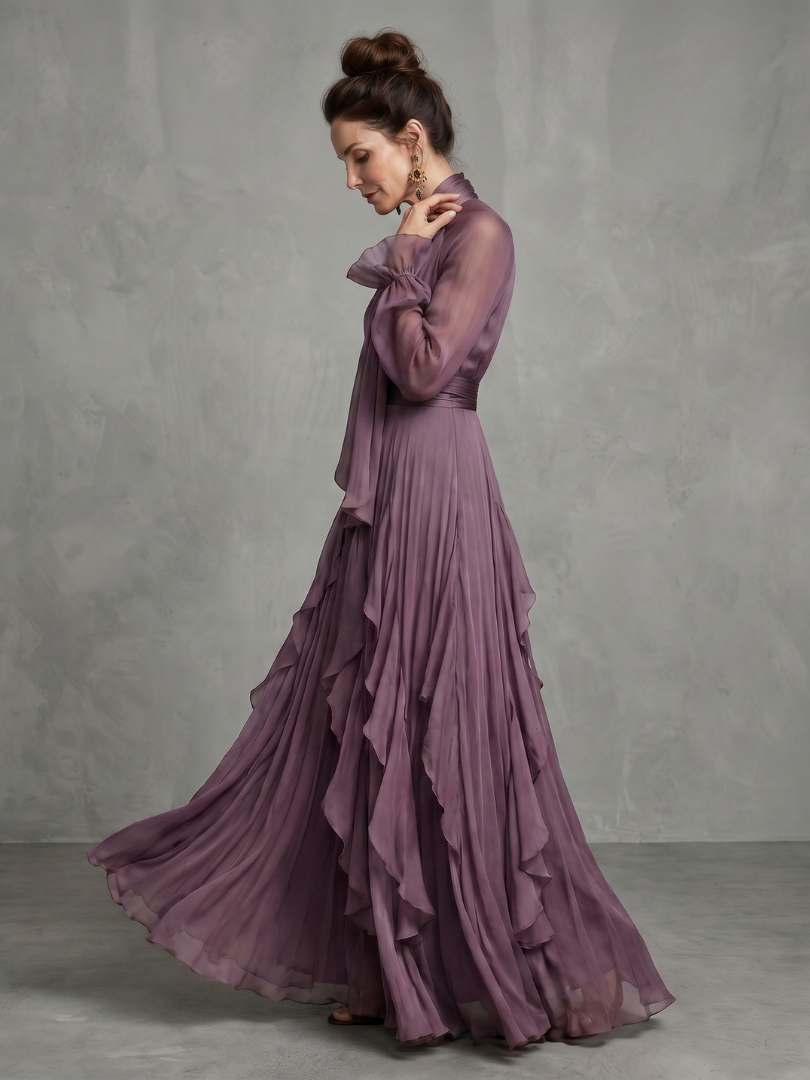 Rosalind – Tie Neck Tiered Ruffle Maxi Dress