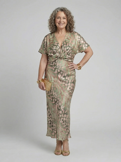 Lucinda – Abstract Print Twist Waist Midi Dress