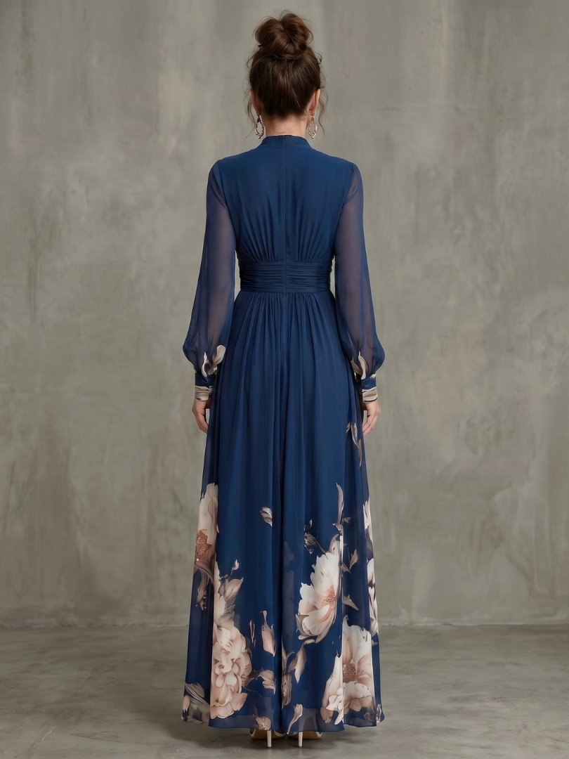 Seraphine – Pleated Sheer Sleeve Maxi Dress