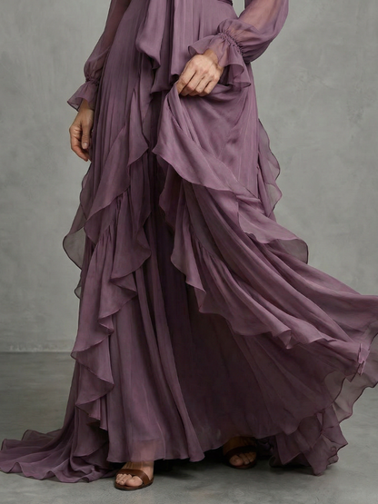 Rosalind – Tie Neck Tiered Ruffle Maxi Dress