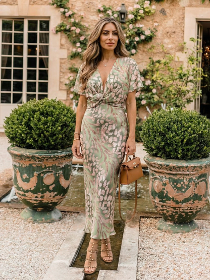 Lucinda – Abstract Print Twist Waist Midi Dress