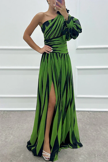 Delphine – One-Shoulder Striped Maxi Dress