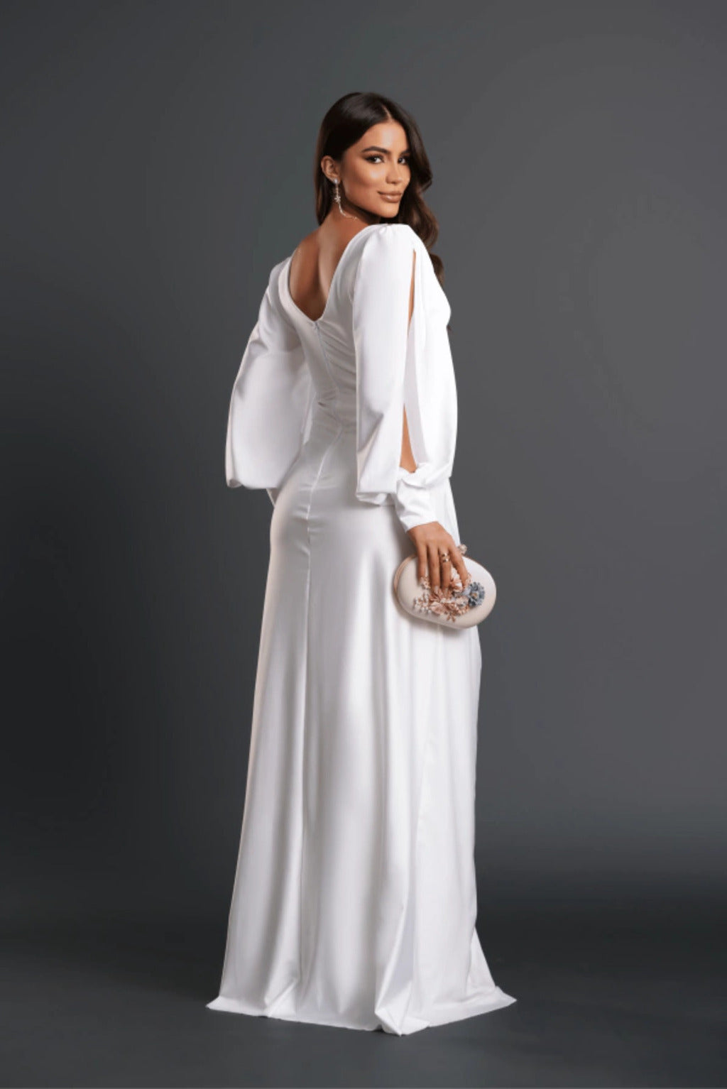Nicoletta | Open-Sleeve Satin Dress