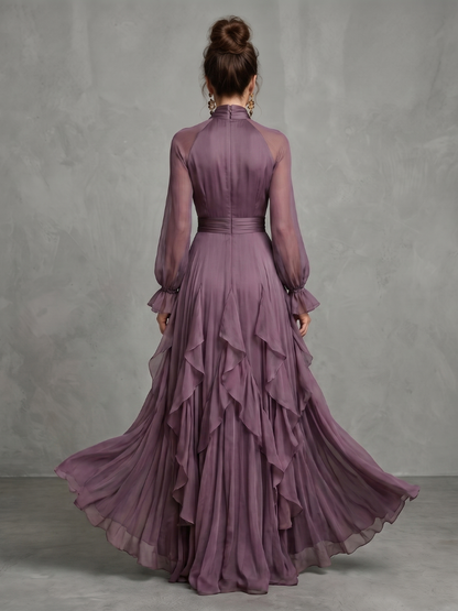 Rosalind – Tie Neck Tiered Ruffle Maxi Dress