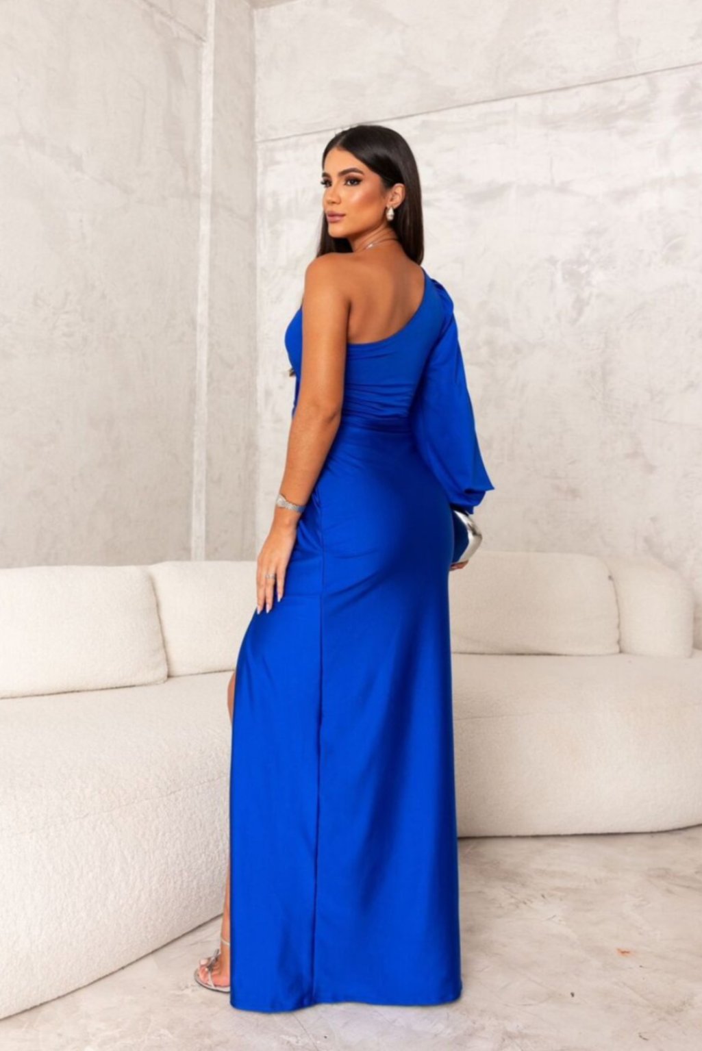 Leonora | One-Sleeve Satin Dress