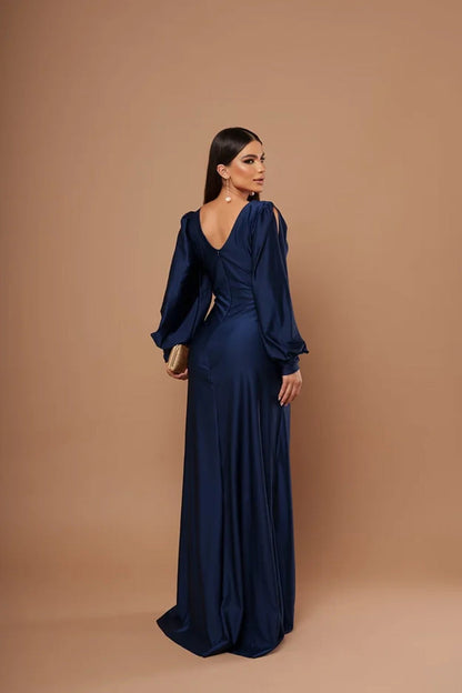 Nicoletta | Open-Sleeve Satin Dress