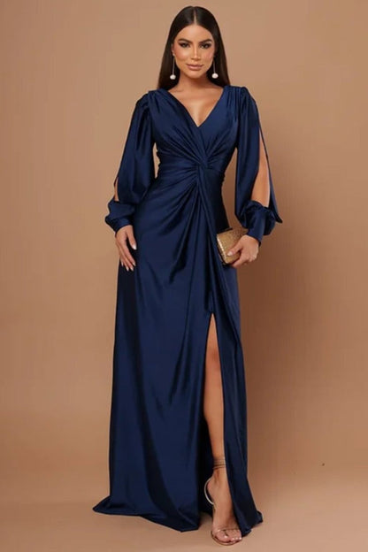 Nicoletta | Draped-Waist Satin Dress