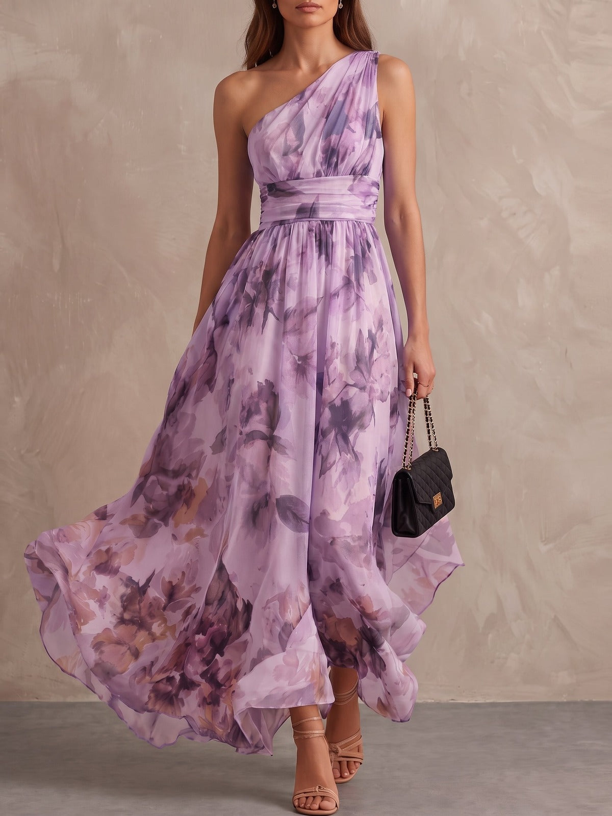 Celeste – One-Shoulder Floral Maxi Dress