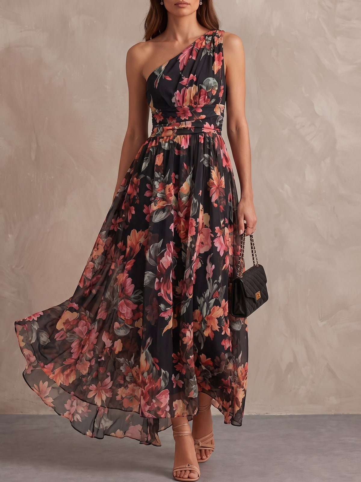 Celeste – One-Shoulder Floral Maxi Dress
