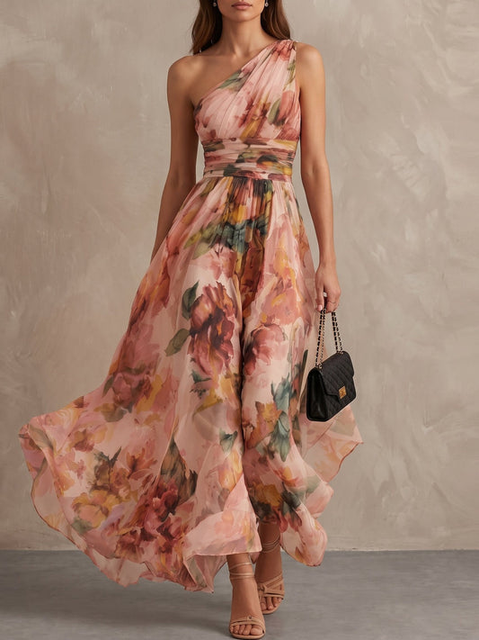 Celeste – One-Shoulder Floral Maxi Dress
