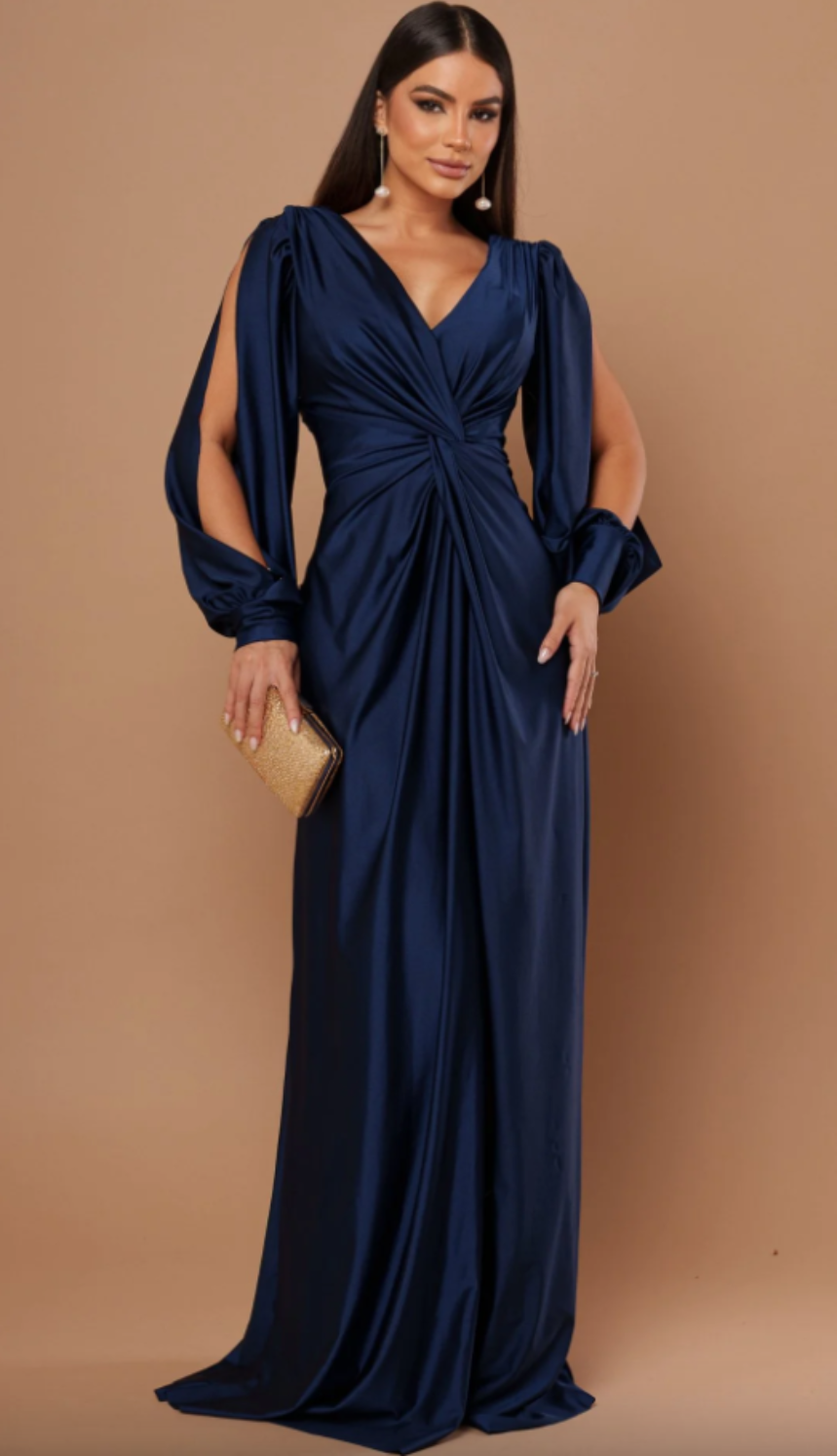 Nicoletta | Draped-Waist Satin Dress