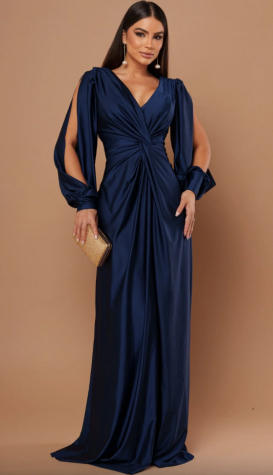 Nicoletta | Draped-Waist Satin Dress