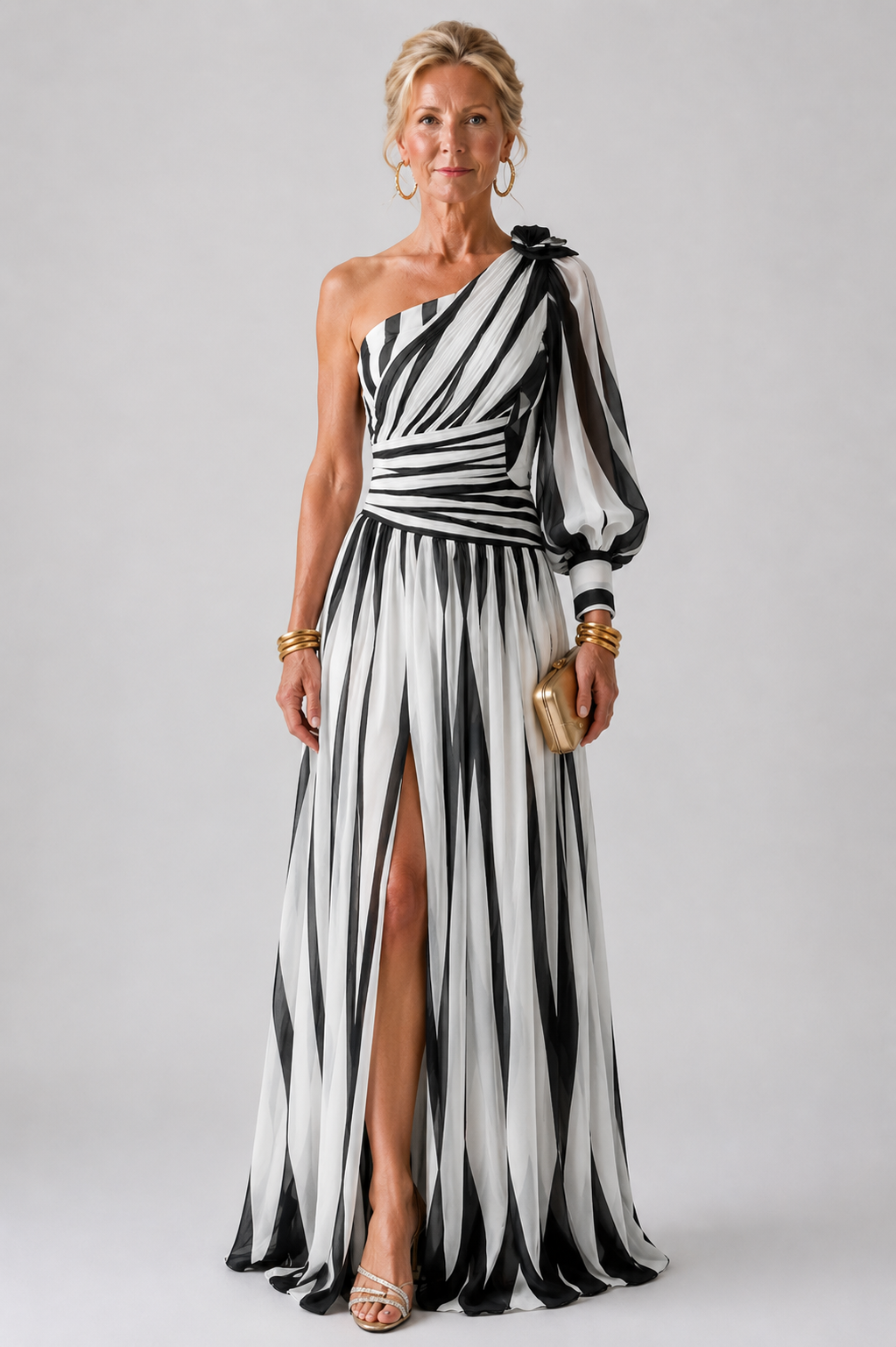 Delphine – One-Shoulder Striped Maxi Dress