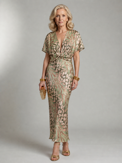 Lucinda – Abstract Print Twist Waist Midi Dress