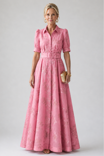 Odette – Belted Floral Maxi Dress