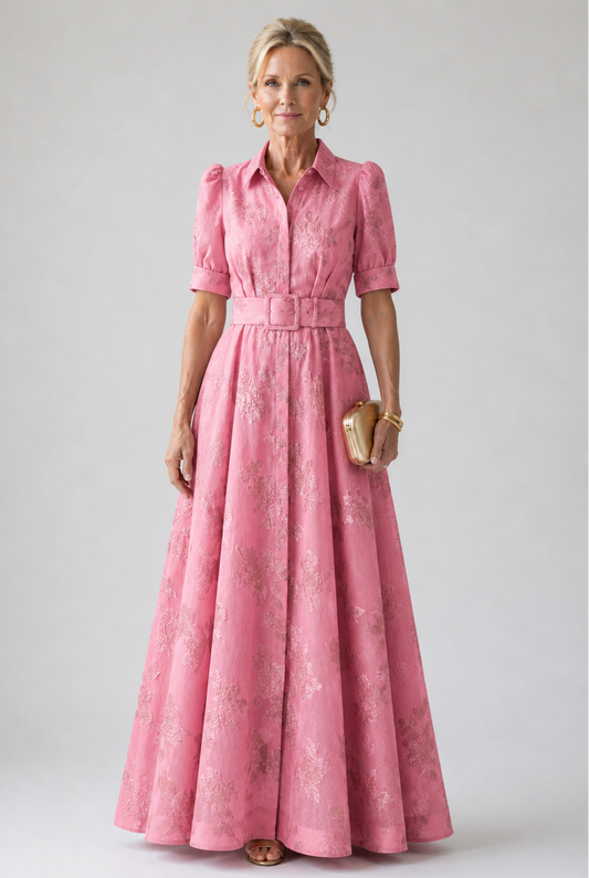 Odette – Belted Floral Maxi Dress