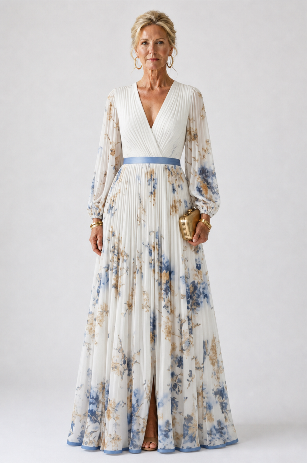 Florence – Long Sleeve Floral V-Neck Maxi Dress