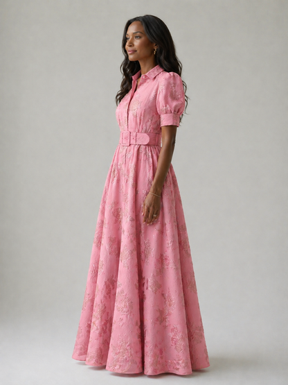 Odette – Belted Floral Maxi Dress