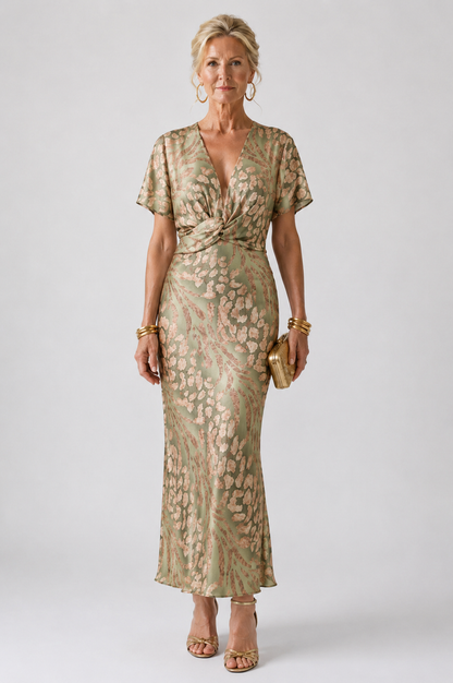 Lucinda – Abstract Print Twist Waist Midi Dress