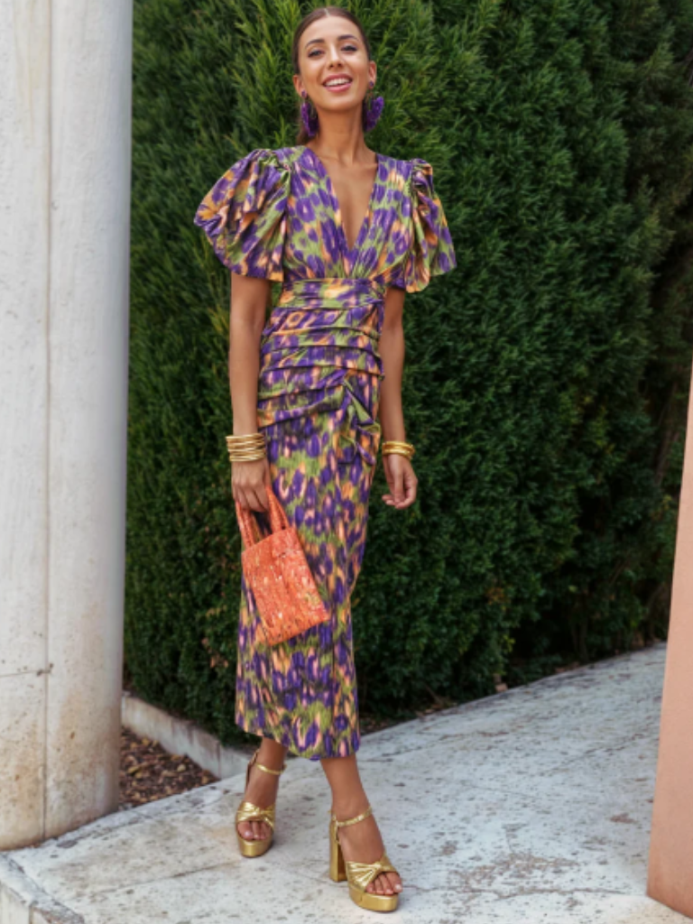 Coralie – Vivid Pleated Midi Dress