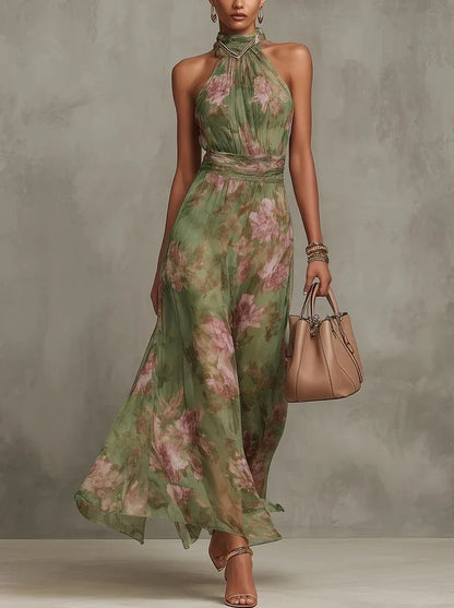 Aurelia – Halter Chiffon Maxi Dress