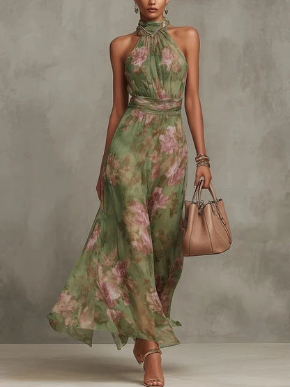 Aurelia – Halter Chiffon Maxi Dress