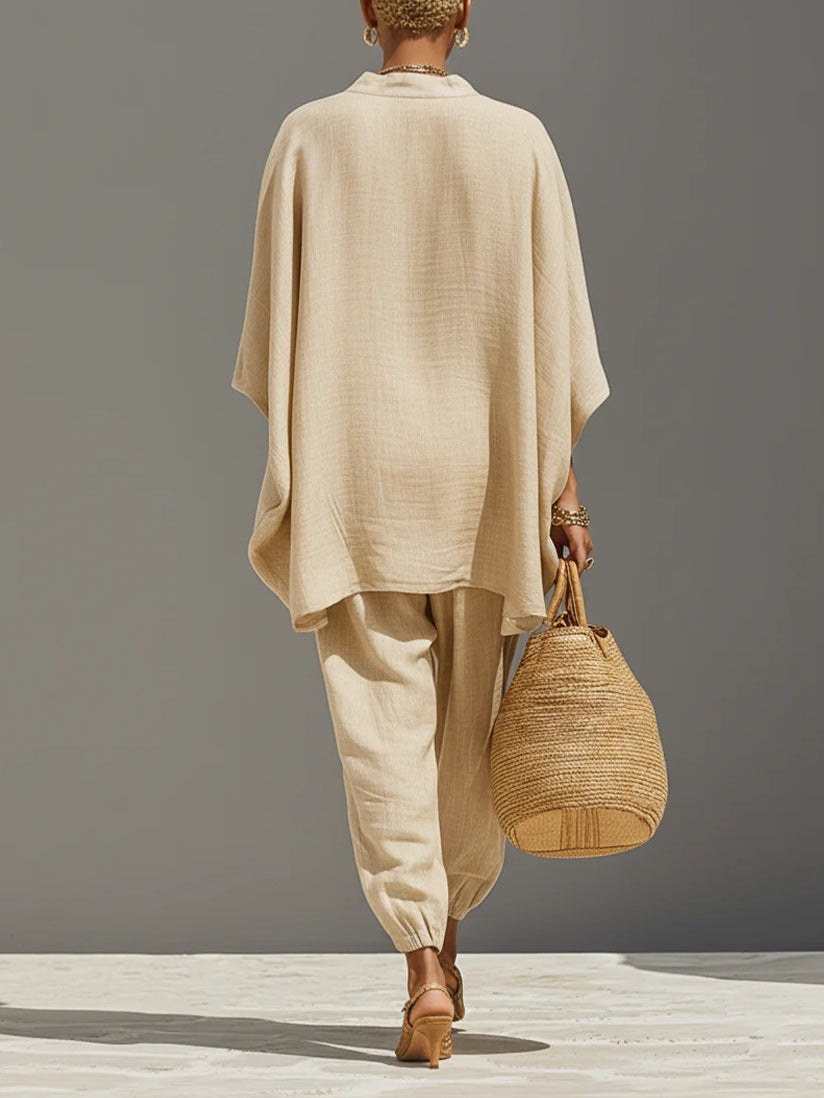 Arianna | Light Khaki Asymmetric Top & Jogger Set