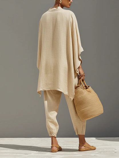 Arianna | Light Khaki Asymmetric Top & Jogger Set