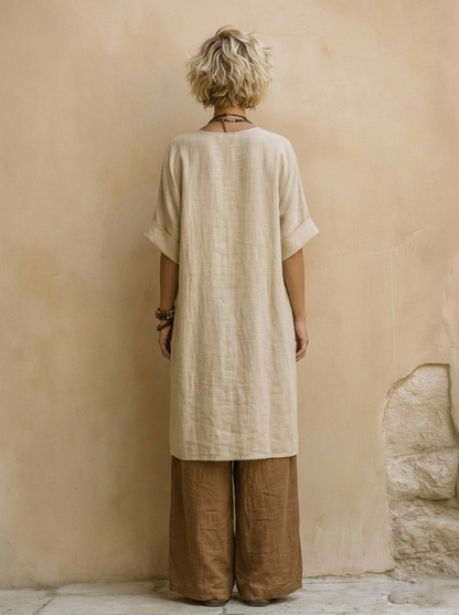 Giulia | Grey & Brown Tribal Print Three-Piece Set
