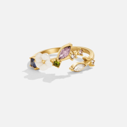 Crystal White Blossom Ring – Gold
