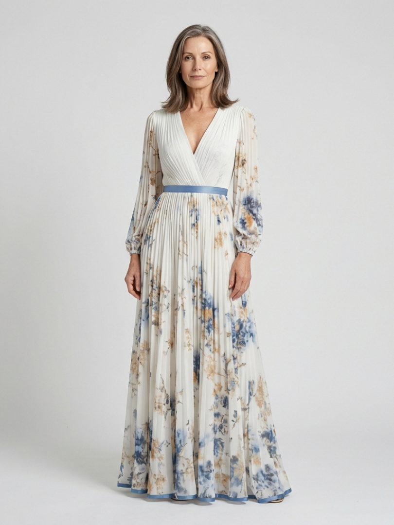 Florence – Long Sleeve Floral V-Neck Maxi Dress