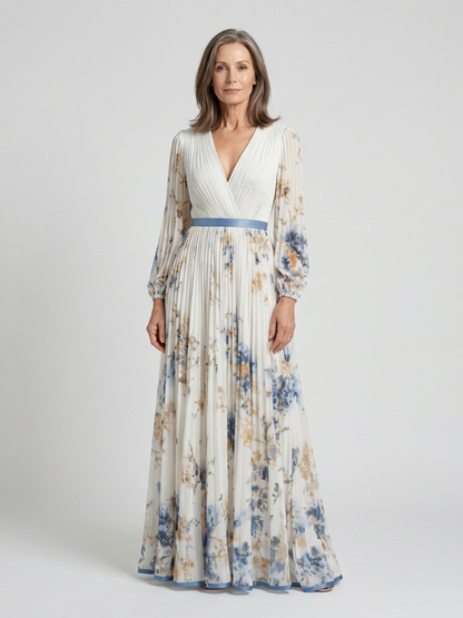Florence – Long Sleeve Floral V-Neck Maxi Dress