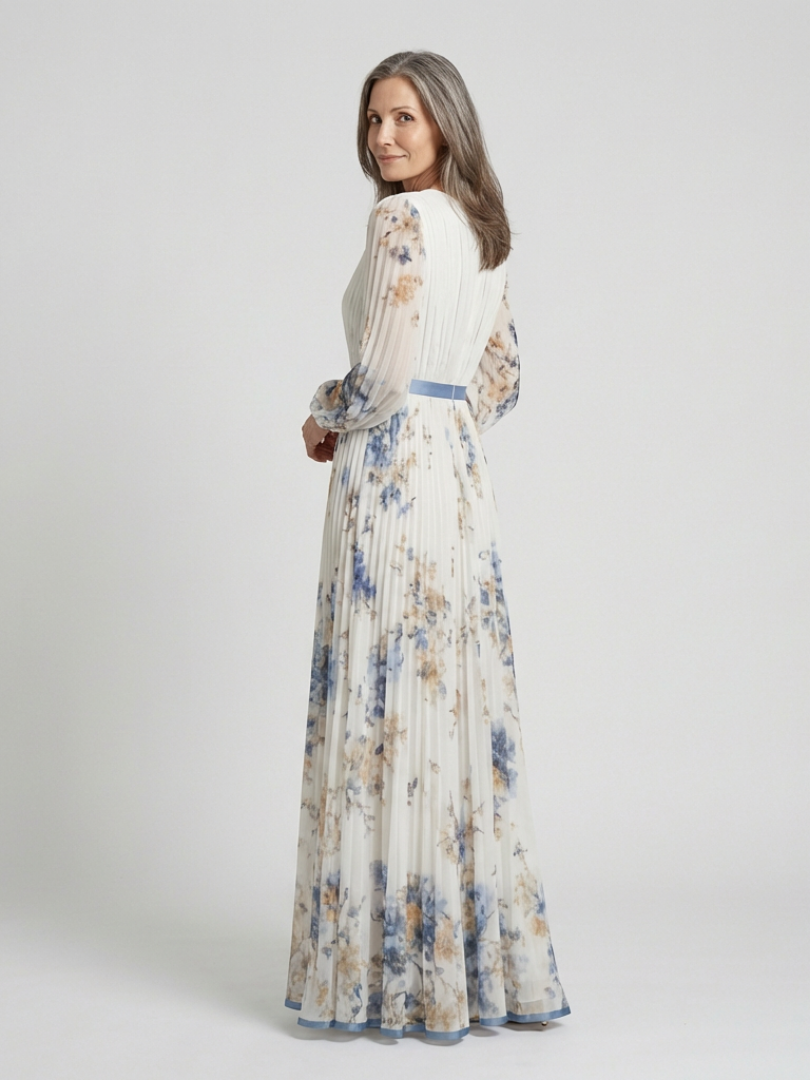 Florence – Long Sleeve Floral V-Neck Maxi Dress