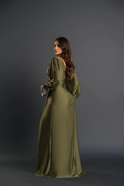 Nicoletta | Open-Sleeve Satin Dress