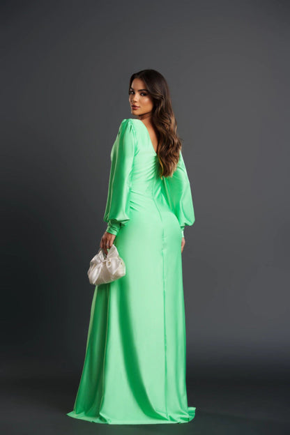 Nicoletta | Open-Sleeve Satin Dress